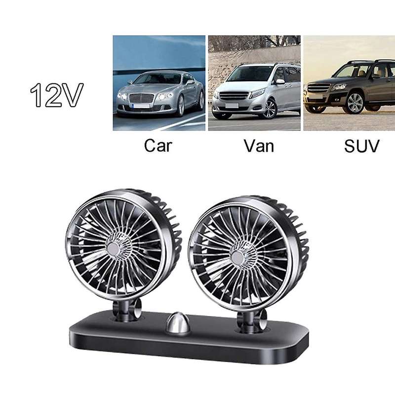 12V Car Portable Double-Headed Electric Air Fan Adjustable Suction Cup Fan Cooler Strong Wind Vehicl