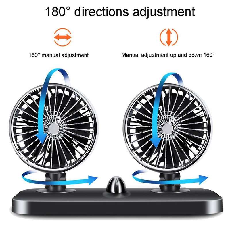 12V Car Portable Double-Headed Electric Air Fan Adjustable Suction Cup Fan Cooler Strong Wind Vehicl