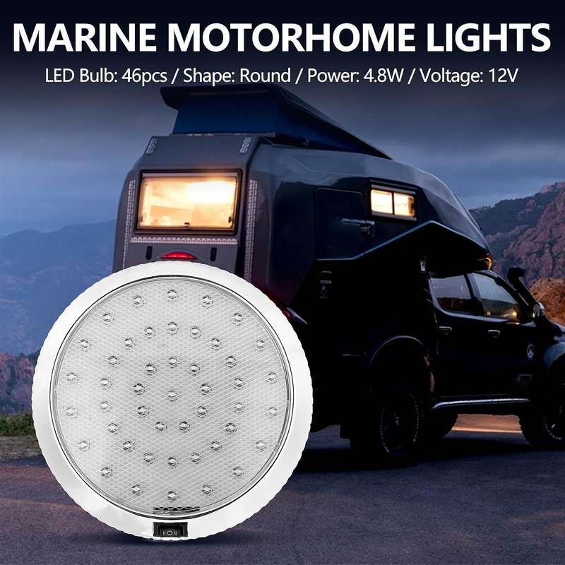 12v Car Round Ceiling Dome Roof Interior Light Boat Rv Surface Ceiling Light