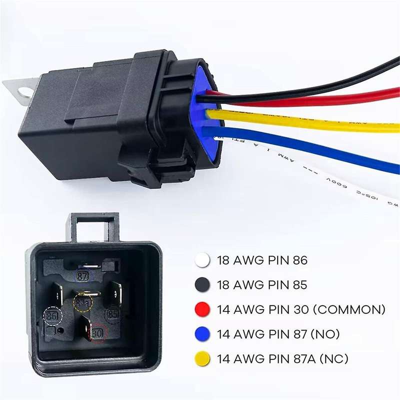 12v Dc 40/30 Amp Waterproof Relay Harness Tinned Copper Wires 5-pin Spdt Automotive Relay Car Relay