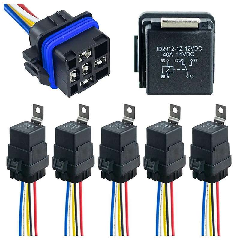 12v Dc 40/30 Amp Waterproof Relay Harness Tinned Copper Wires 5-pin Spdt Automotive Relay Car Relay