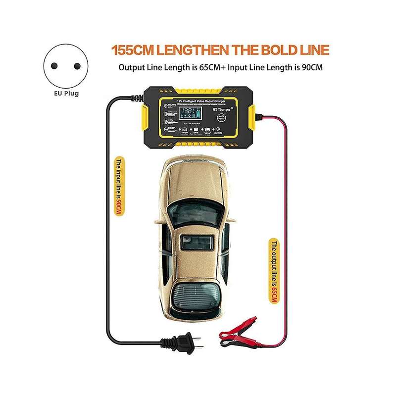 12v Fully Automatic Smart Charger 6a High Power Portable Car Motorcycle Battery Charger for Batter