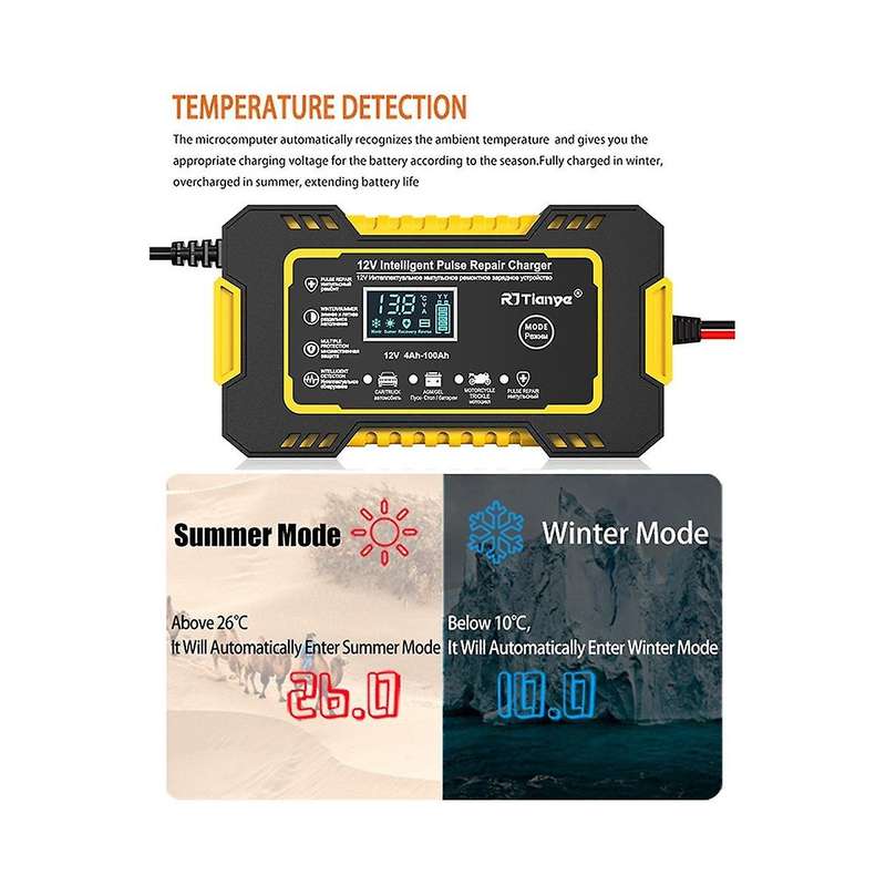 12v Fully Automatic Smart Charger 6a High Power Portable Car Motorcycle Battery Charger for Batter