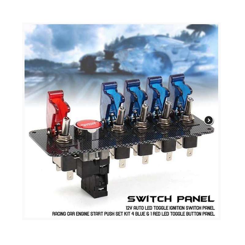 12v Gaming Car Engine Firing Button Ignition Switch Panel 5 In 1 Led Toggle Switch