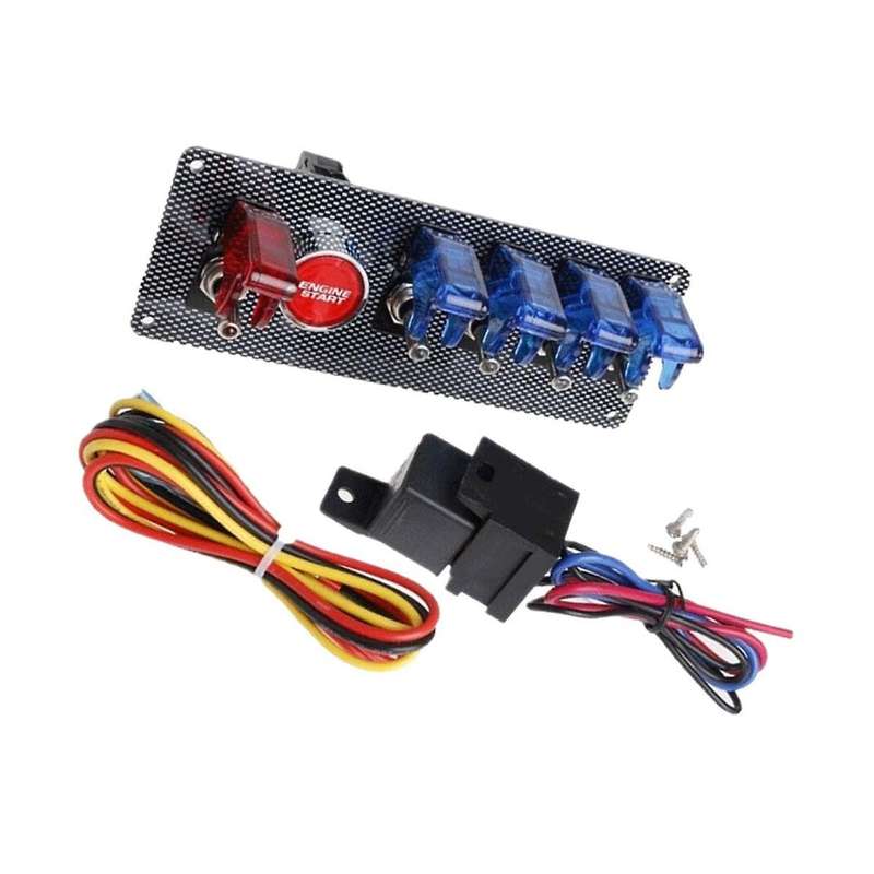 12v Gaming Car Engine Firing Button Ignition Switch Panel 5 In 1 Led Toggle Switch