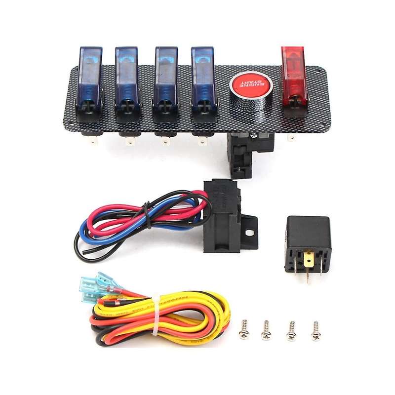 12v Gaming Car Engine Firing Button Ignition Switch Panel 5 In 1 Led Toggle Switch