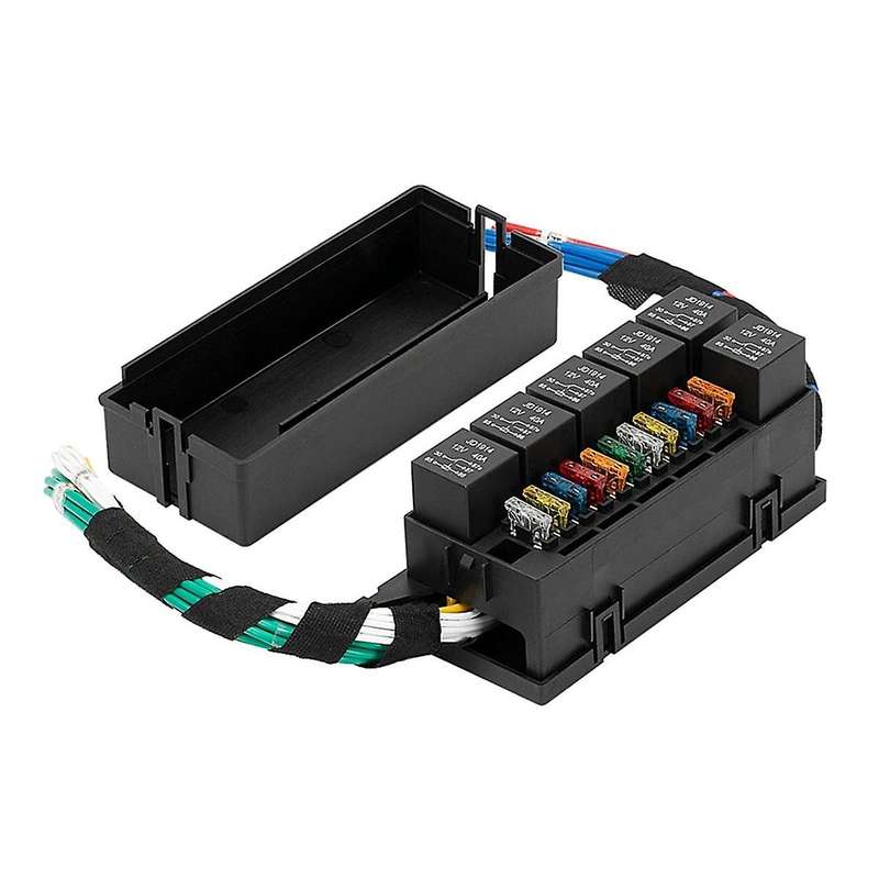 12V Fuse Block for Auto Relay Box Pre-Wired Fuse and Relay Box with 6PCS 5 Pin Relays and 11PCS ATC