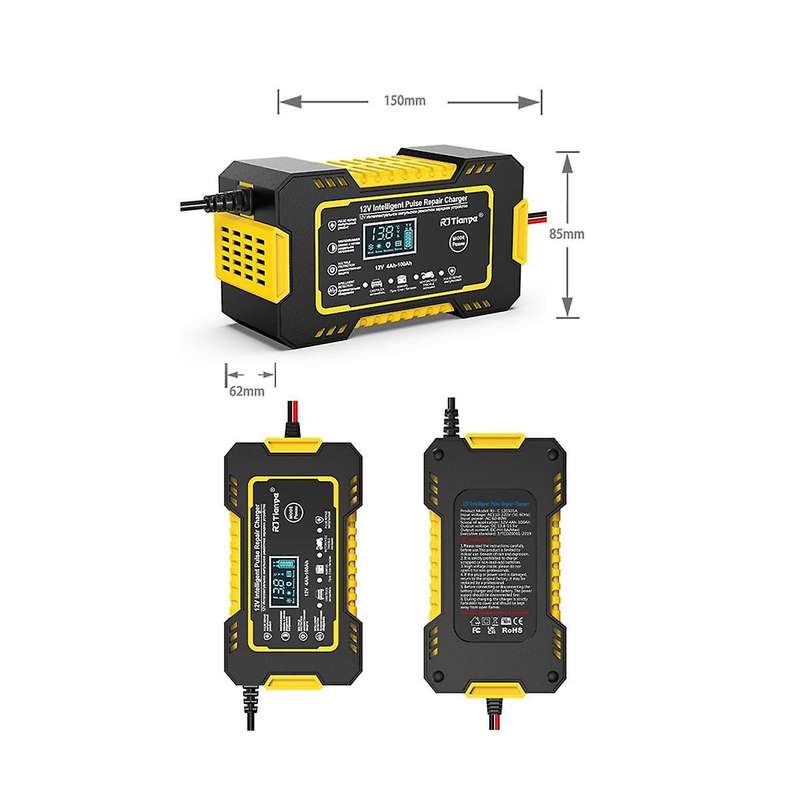 12v Fully Automatic Smart Charger 6a High Power Portable Car Motorcycle Battery Charger for Battery