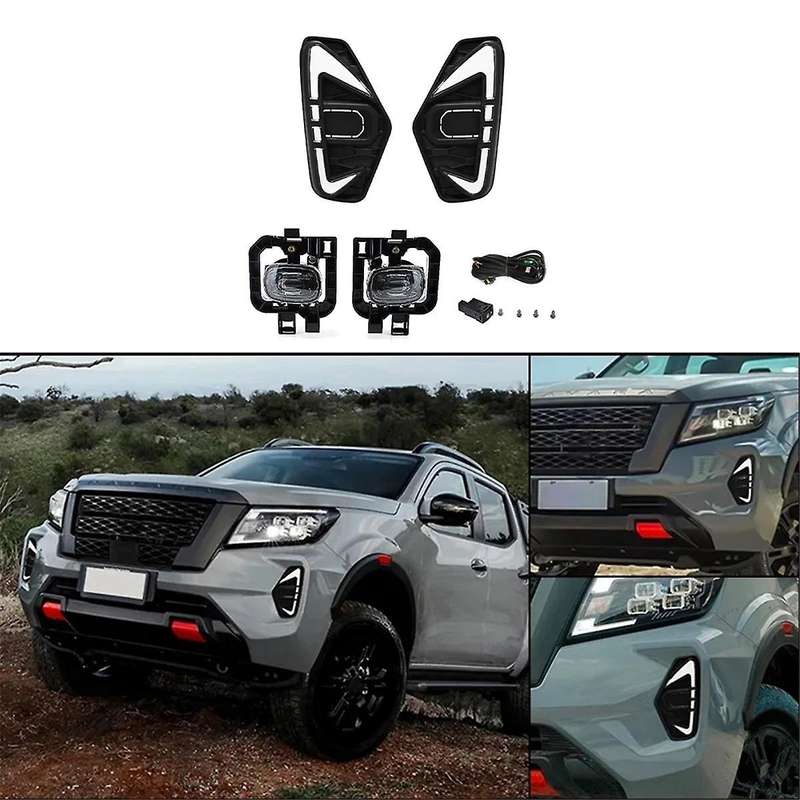 12v Led Fog Lamp Daytime Running Light White & Yellow Turn Signal Lamp for Navara Np300 Frontier 202