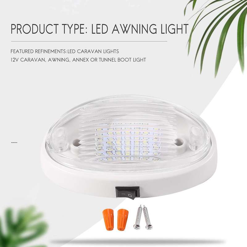 12v Led Light with Switch Motorhome Boat Awning Annex Tunnel White