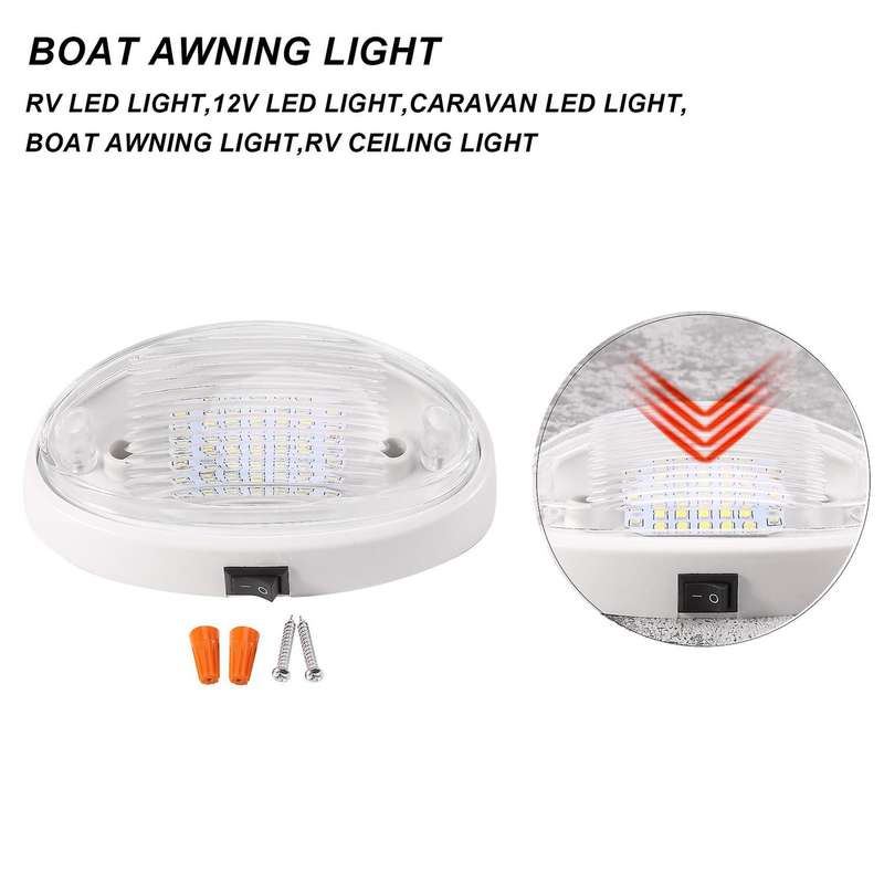 12v Led Light with Switch Motorhome Boat Awning Annex Tunnel White