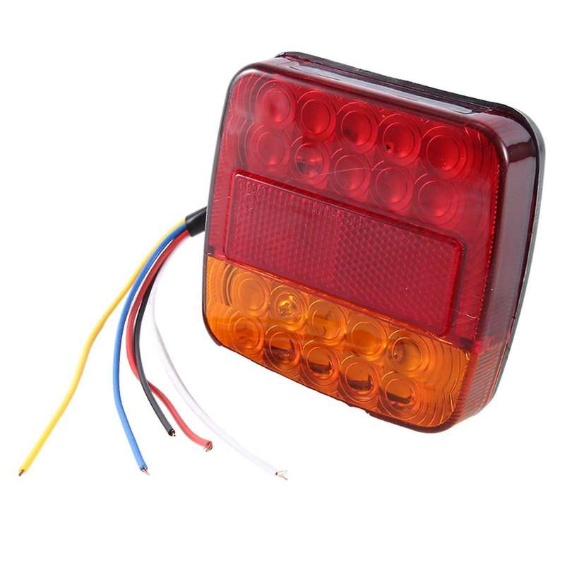 12V LED Square Lamp Two-Color Tail Lamp Universal Car Supplies Red Cover