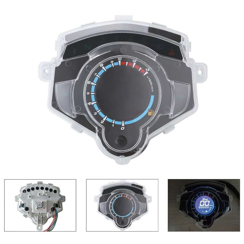 12V Motorcycle Instrument LCD Digital Odometer Speedometer Fuel Gauge 14000RPM Tachometer Universal