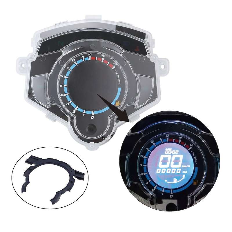 12V Motorcycle Instrument LCD Digital Odometer Speedometer Fuel Gauge 14000RPM Tachometer Universal