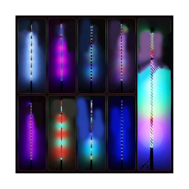 12v Motorcycle Lighted Spiral Led Whip 2ft Antenna with Flag Led Lamp with Remote Control for Atv U