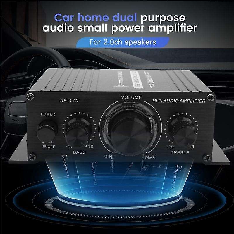 12V Mini Audio Car Amplifier Digital Audio Receiver AMP Channel 20W+20W Treble Volume Control for Ho