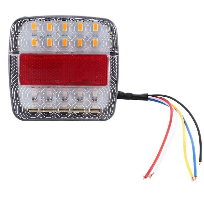 12V LED Square Lamp Two-Color Tail Lamp Universal Car Supplies White Cover