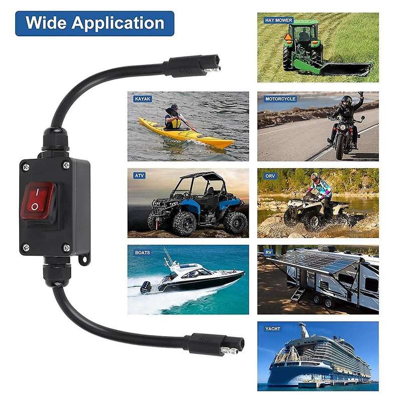 12v Power Switch, Ip65 Waterproof Sae Connector with Led Indicator, 14 Awg Cable for Solar Panel, La
