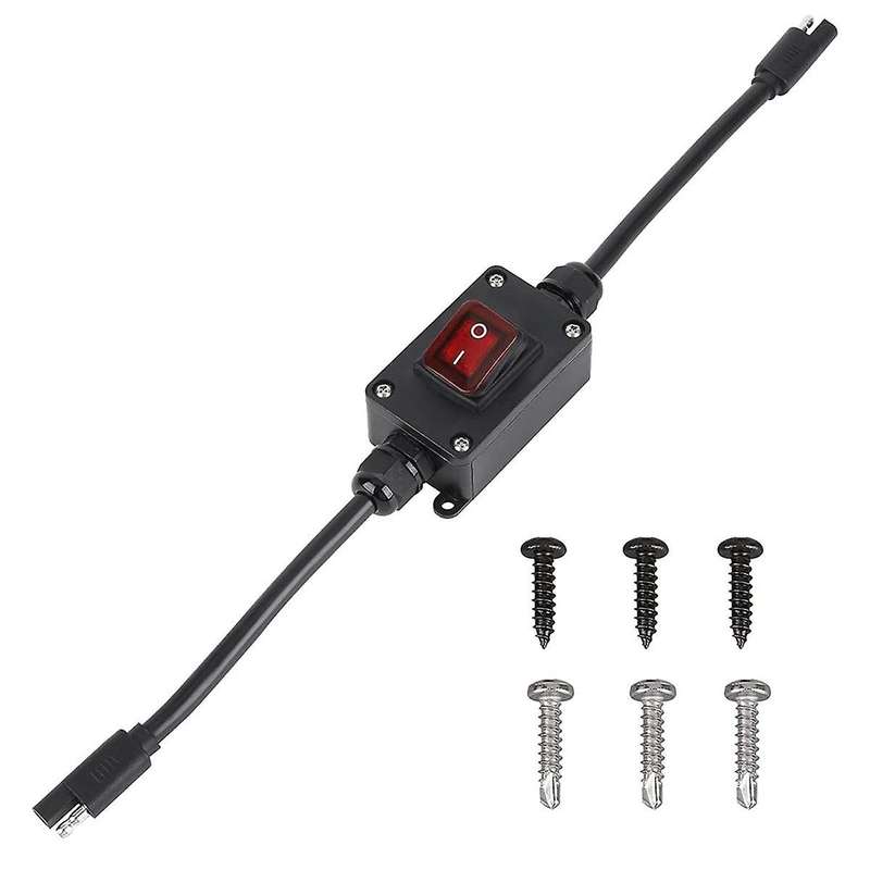 12v Power Switch, Ip65 Waterproof Sae Connector with Led Indicator, 14 Awg Cable for Solar Panel, La