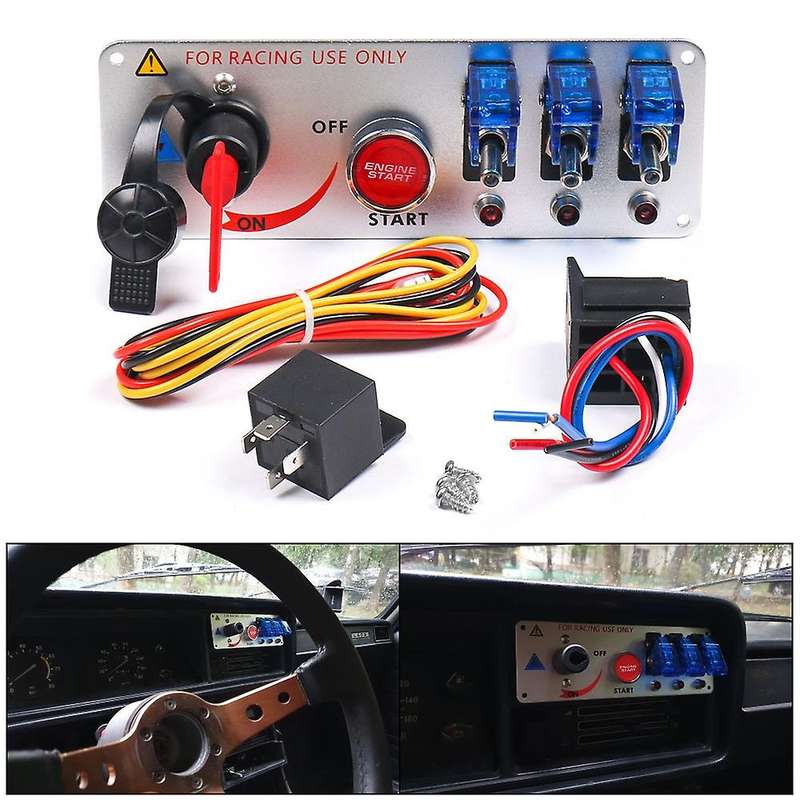 12V Racing Car Ignition Engine Start On/Off Push Toggle Switch Panel 5 in 1 Toggle Switches for Spor