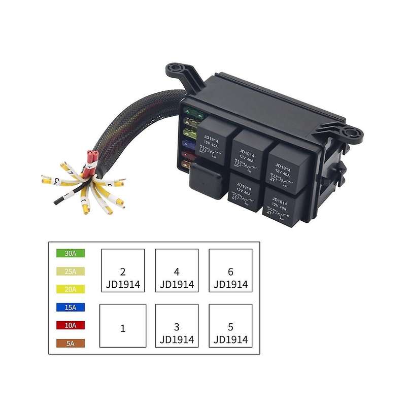 12v Relay Box 6 Slots Relay Block 6 Way Fuse Block with Relay Box and Relay Kit Automotive Relay