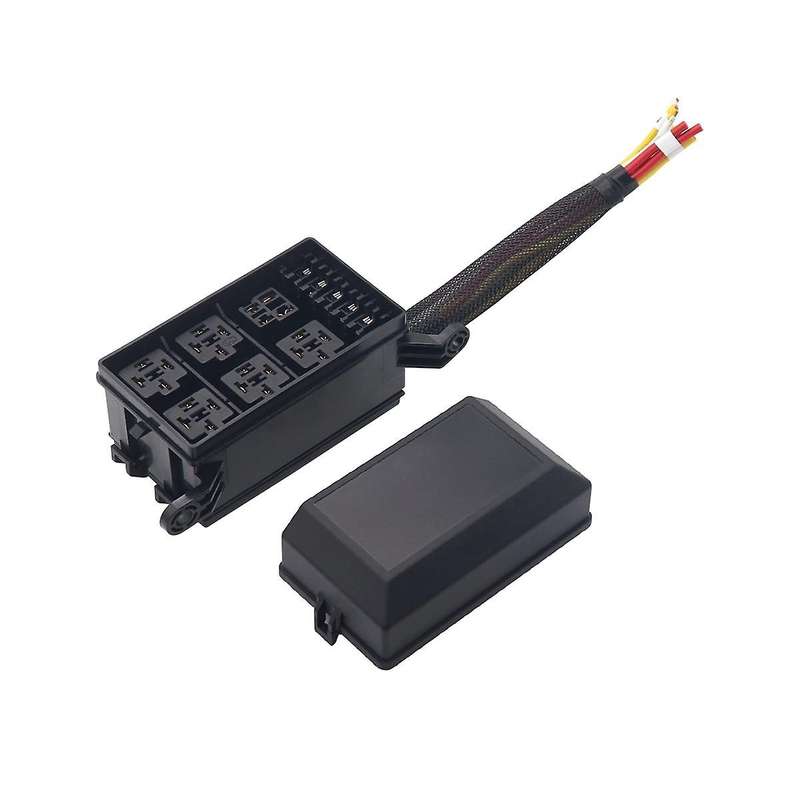 12v Relay Box 6 Slots Relay Block 6 Way Fuse Block with Relay Box and Relay Kit Automotive Relay