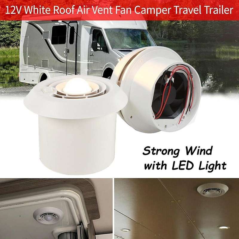 12V RV Roof Ventilation Ceiling Exhaust Fan Air Vent Grille Strong Wind Fan with LED Light for Cara