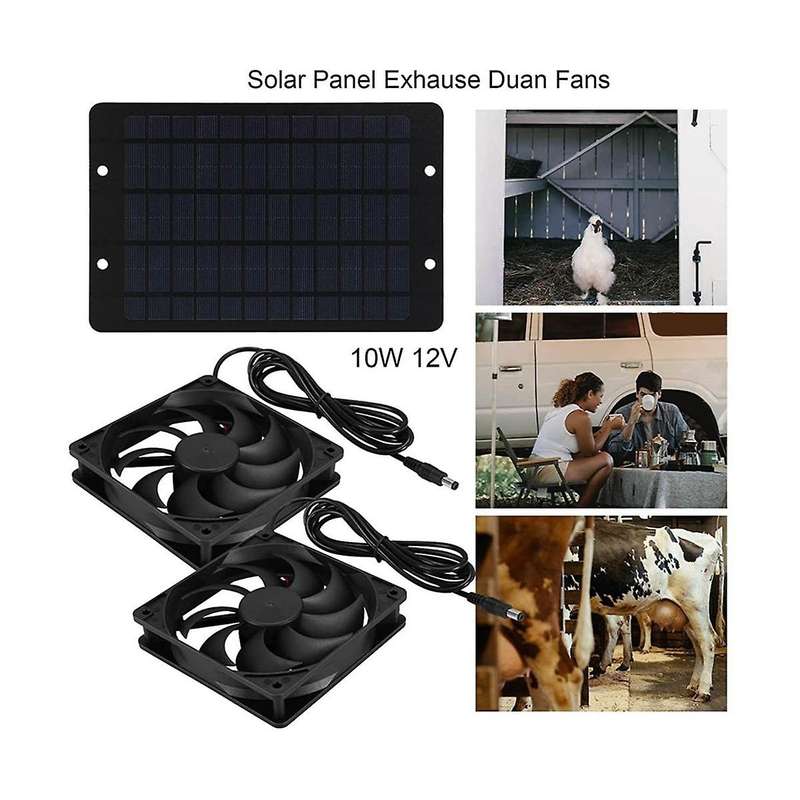 12v Solar Exhausts Fan 6 Inch Ventilator Solar Panel Powered Fan Air Extractor for Dog Chicken House