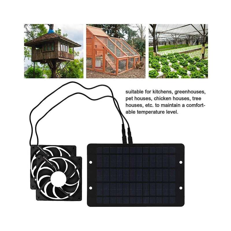 12v Solar Exhausts Fan 6 Inch Ventilator Solar Panel Powered Fan Air Extractor for Dog Chicken House