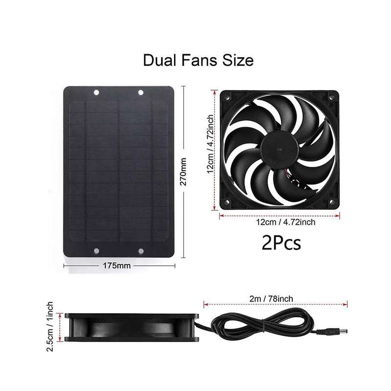 12v Solar Exhausts Fan 6 Inch Ventilator Solar Panel Powered Fan Air Extractor for Dog Chicken House