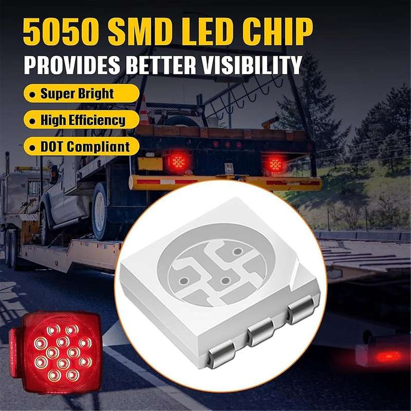 12V Square LED Trailer Light Kit,Submersible IP68 LED Stop Turn Tail Side Marker License Light for U