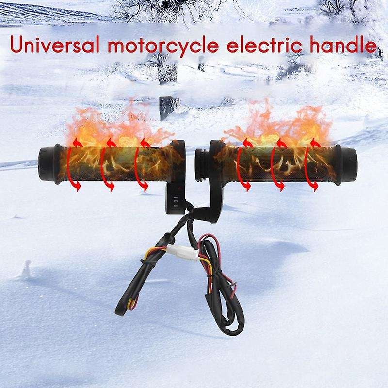 12V Universal Motorcycle 7/8 Inch 22mm Electric Hand Heated Molded Grips Handle Handlebar