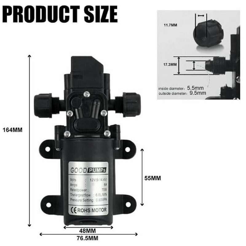 12V Water Pump, 12 Volt Water Pump, DC 12V 6A 70W Electric Water Pump, Self-Priming Water Pump-High