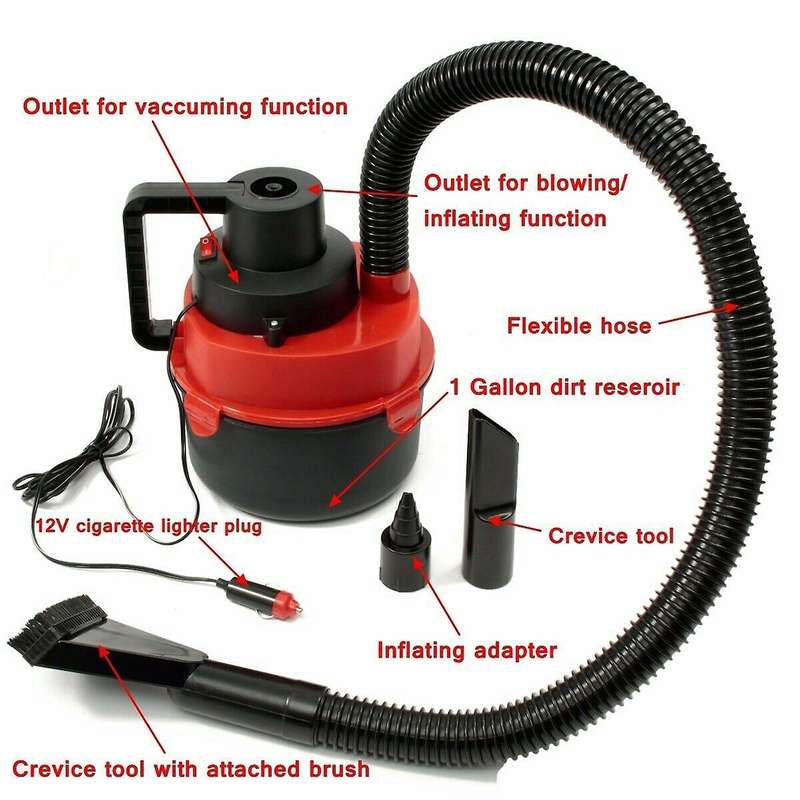 12V Wet Dry Vacuum Cleaner Vacuum High Power Cleaner Inflator Portable Turbo Hand Held for Car Home
