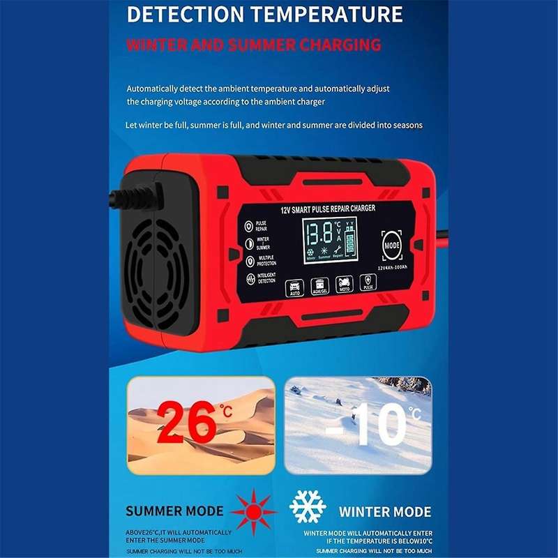 12V&24V 6A Smart Fully Automatic Battery Charger with Temperature Compensation for Car Truck Motorcy