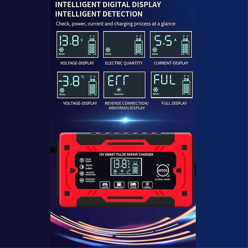 12V&24V 6A Smart Fully Automatic Battery Charger with Temperature Compensation for Car Truck Motorcy