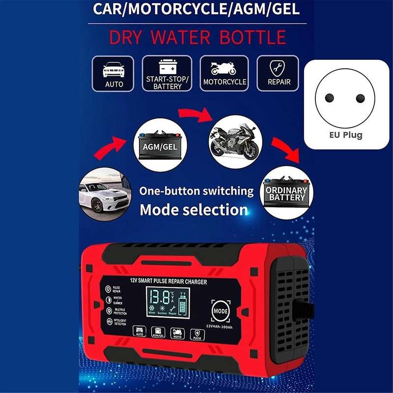 12V&24V 6A Smart Fully Automatic Battery Charger with Temperature Compensation for Car Truck Motorcy