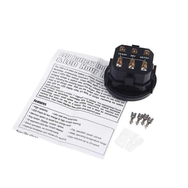 12V/24V/36V/48V/72V LED Digital Battery Status Charge Indicator Black