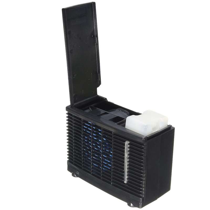 12V/24V Portable Car Air Conditioner Fan Mini Cooling Fan Water Ice Evaporative Air Conditioner Blac