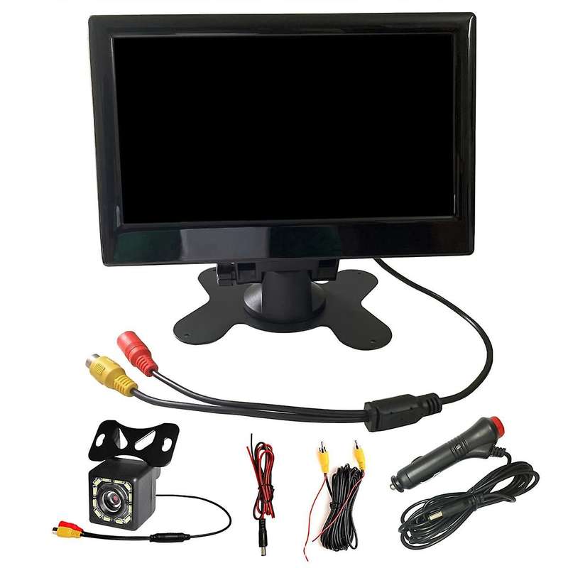 12v-24v 7 Inch Tft Lcd Color Hd Monitor with 12led Light Camera for Car Cctv Reverse Rear View Car