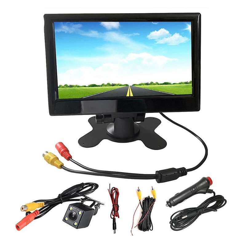 12v-24v 7 Inch Tft Lcd Color Hd Monitor with 4led Light Camera for Car Cctv Reverse Rear View Car El