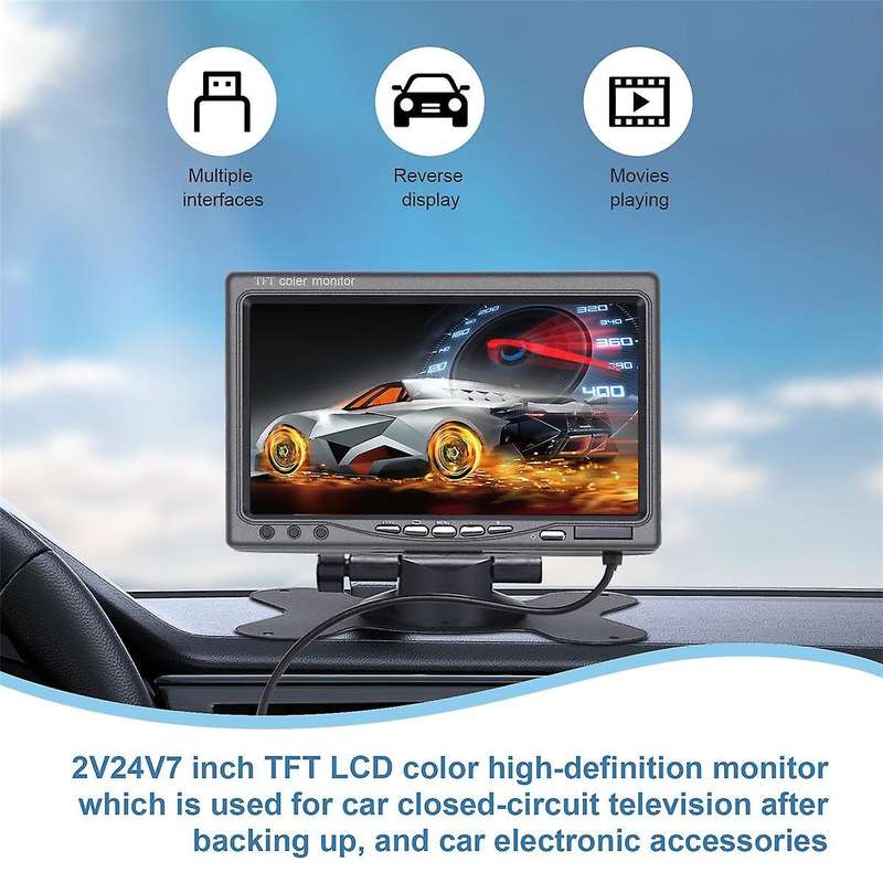 12v-24v 7 Inch Tft Lcd Color Hd Monitor for Car Cctv Reverse Rear View Backup Camera Automotive Elec
