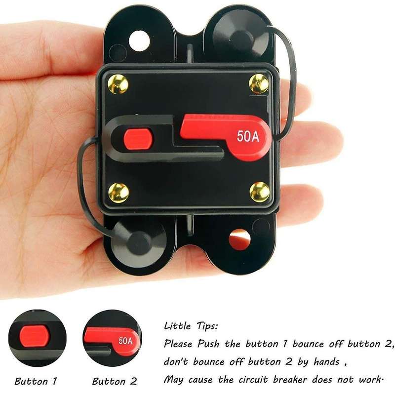 12V-24V DC 50 Amp Circuit Breaker for Car Marine Boat Bike Stereo Audio