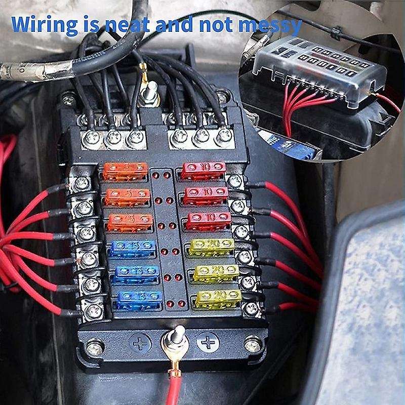 12-Way Marine Block with Waterproof and Dustproof Cover and LED Warning Indicator