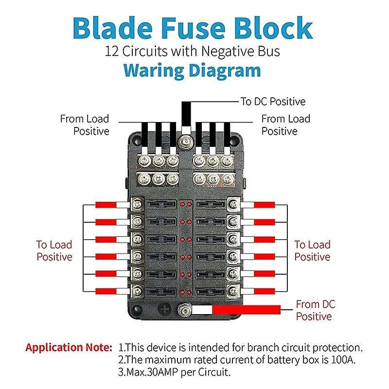 12-Way Marine Block with Waterproof and Dustproof Cover and LED Warning Indicator