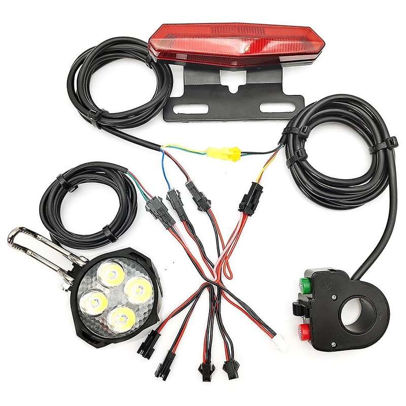 12V-80V LED Front Light with Built-in Horn 36V-60V 5W Rear Light with Brake and Turn Function Switch