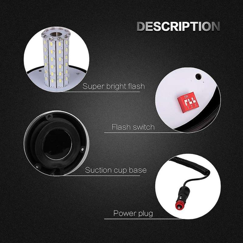 12V-24V Magnetic Roof 60 LED Rotating Flashing Beacon Light Flexible Warning Light Emergency Lamp Tr