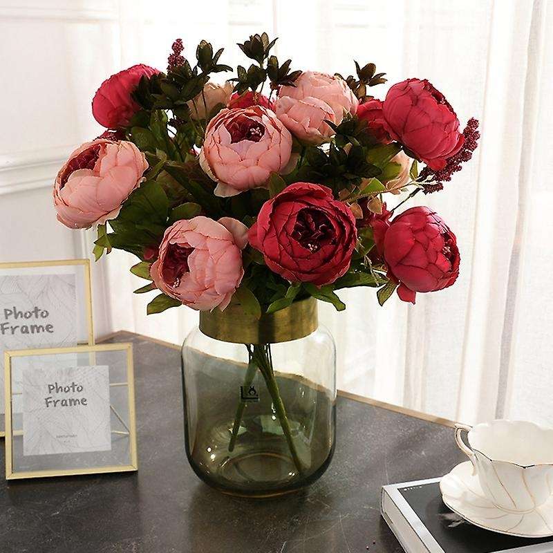 13 Heads European Style Artificial Peony Silk Flowers Decorative Party Flower for Home Hotel Weddin