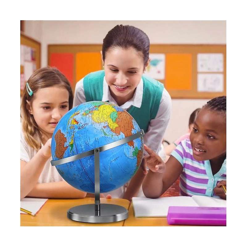 13 inch World Globe with Stand, 720 Swivels in All Directions, Desktop Decoration World Globe Map fo