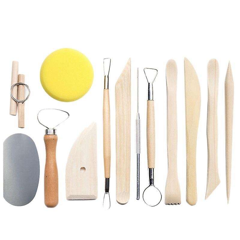 13 Pcs Ceramic Pottery Tools Wooden Clay Carving Sculpting Modeling Tools Pottery Sculpting Tools Se